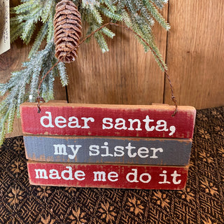 Dear Santa, my sister made me do it