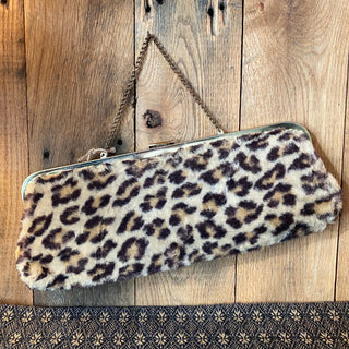 Faux Leopard Print Vintage Clutch