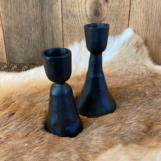 Rustic Black Iron Candle Holder Set