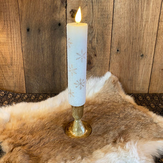 Ivory Snowflake Taper Candle 7.5"