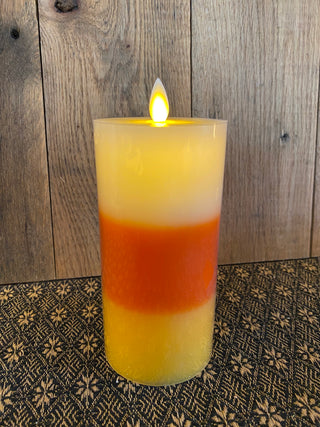 Moving Flame LED Candle - Candy Corn 3x6"