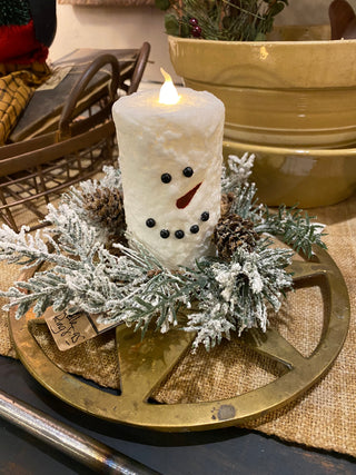 Small Snowman Pillar Candle