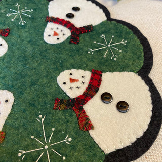 Snowman Wool Mat/Green