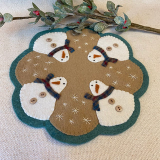 Snowman Wool Mat/ Snowflakes