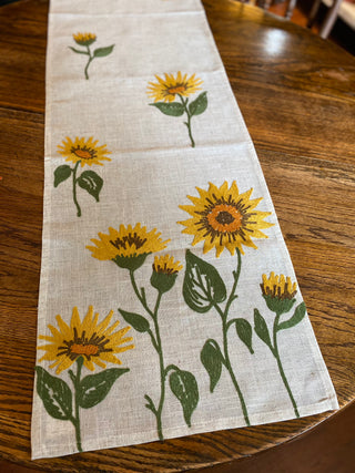 Sunflower Linen Table Runner 70"