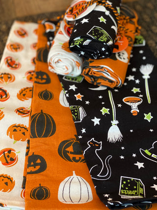 Towel Set #3 - Pumpkins, Jack O'lanterns & Cats/Brooms/Stars